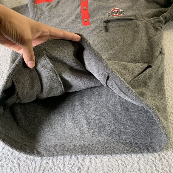 Ohio State Buckeyes Fleece Sweater Mens Medium Pockets Colosseum Gray Red NCAA - Picture 9 of 13